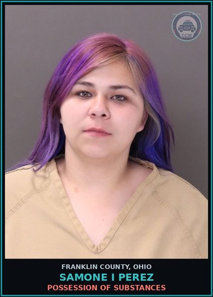 CCW arrest card for Samone I Perez in Franklin County: POSSESSION OF DRUGS