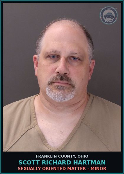 CCW arrest card for Scott Richard Hartman in Franklin County: SEXUALLY ORIENTED MATTER - MINOR