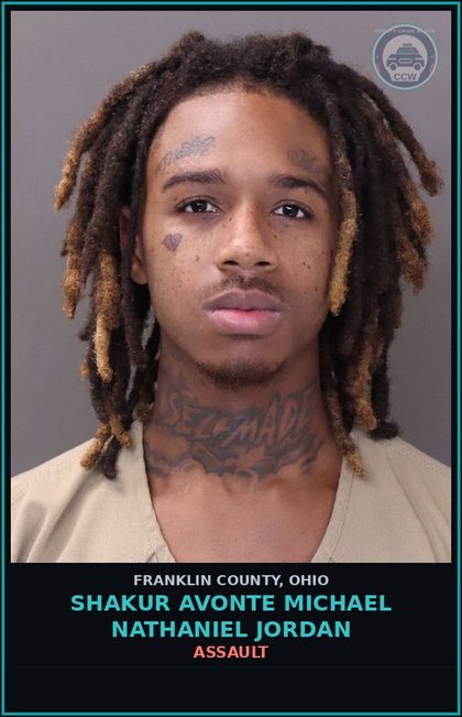 CCW arrest card for Shakur Avonte Michael Nathaniel Jordan in Franklin County: PROBATION VIOLATION - FELONY
