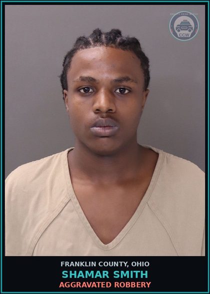 CCW arrest card for Shamar Smith in Franklin County: AGGRAVATED ROBBERY