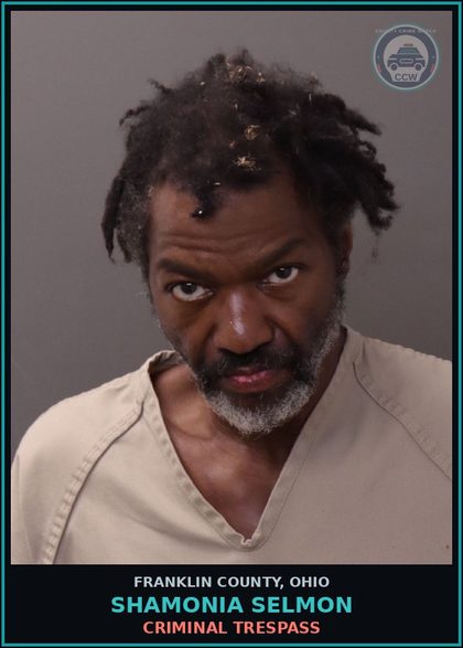 CCW arrest card for Shamonia Selmon in Franklin County: CRIMINAL TRESPASS