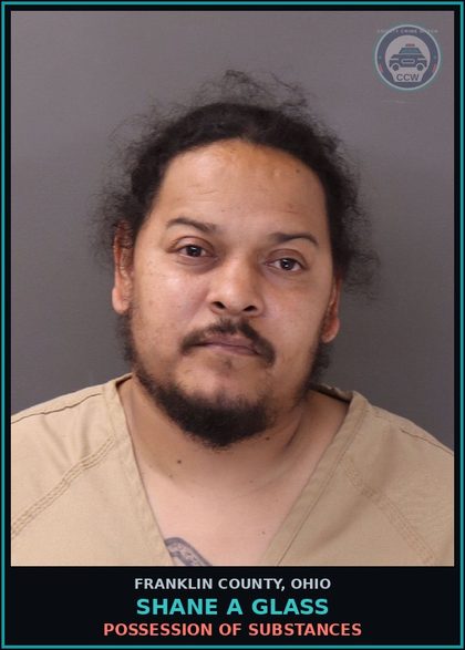 CCW arrest card for Shane A Glass in Franklin County: POSSESSION OF DRUGS