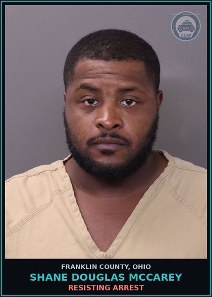 CCW arrest card for Shane Douglas Mccarey in Franklin County: RESISTING ARREST