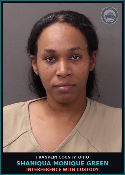 CCW arrest card for Shaniqua Monique Green in Franklin County: INTERFERENCE WITH CUSTODY