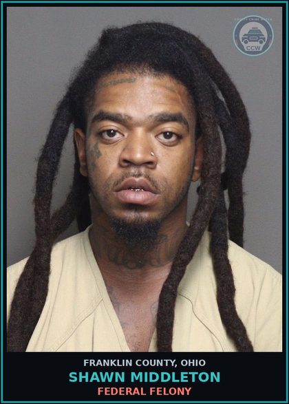 CCW arrest card for Shawn Middleton in Franklin County: FEDERAL FELONY