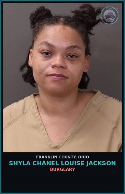 CCW arrest card for Shyla Chanel Louise Jackson in Franklin County: BURGLARY