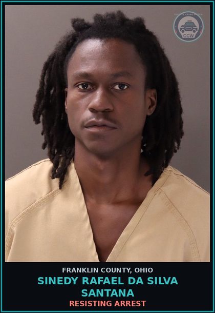 CCW arrest card for Sinedy Rafael Da Silva Santana in Franklin County: RESISTING ARREST