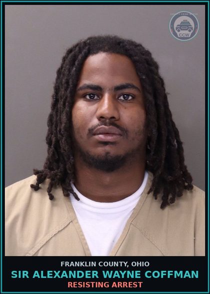 CCW arrest card for Sir Alexander Wayne Coffman in Franklin County: RESISTING ARREST