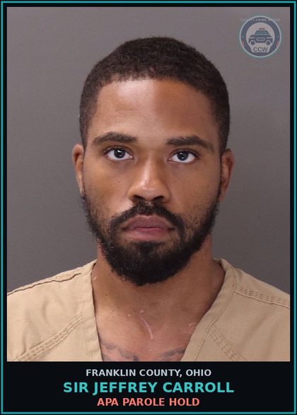 CCW arrest card for Sir Jeffrey Carroll in Franklin County: APA PAROLE HOLD