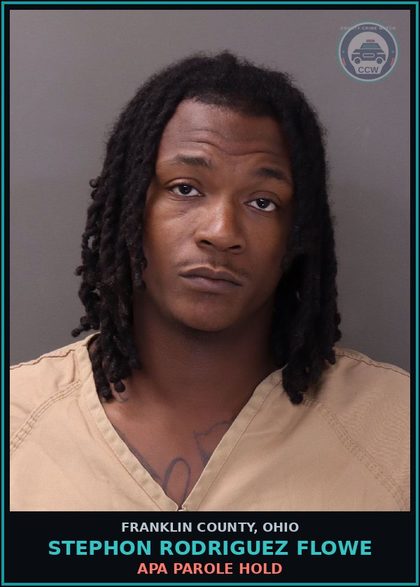 CCW arrest card for Stephon Rodriguez Flowe in Franklin County: APA PAROLE HOLD