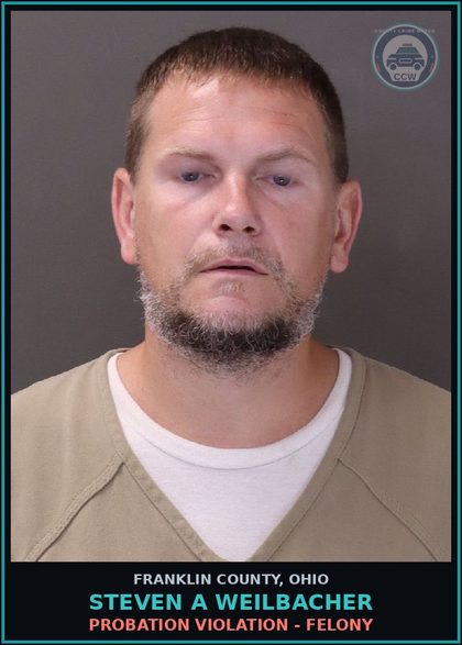 CCW arrest card for Steven A Weilbacher in Franklin County: PROBATION VIOLATION - FELONY