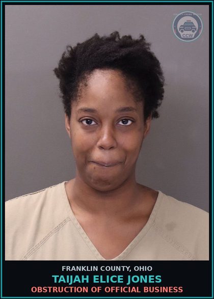 CCW arrest card for Taijah Elice Jones in Franklin County: AGGRAVATED MENACING