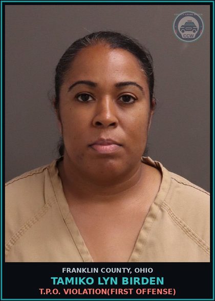 CCW arrest card for Tamiko Lyn Birden in Franklin County: T.P.O. VIOLATION(FIRST OFFENSE)