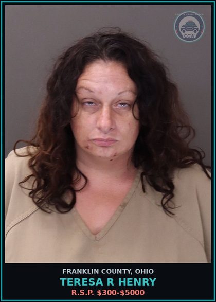 CCW arrest card for Teresa R Henry in Franklin County: R.S.P. $300-$5000
