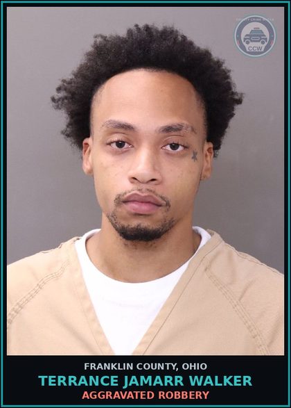 CCW arrest card for Terrance Jamarr Walker in Franklin County: AGGRAVATED ROBBERY