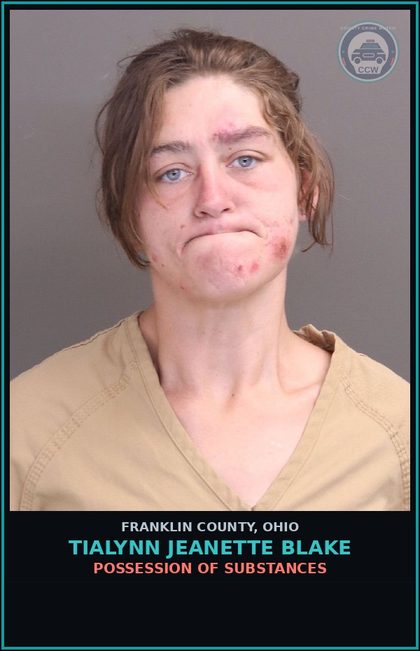 CCW arrest card for Tialynn Jeanette Blake in Franklin County: POSSESSION OF DRUGS
