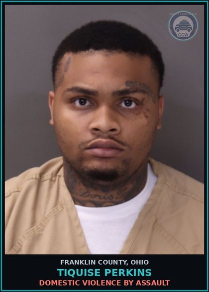 CCW arrest card for Tiquise Perkins in Franklin County: DOMESTIC VIOLENCE BY ASSAULT