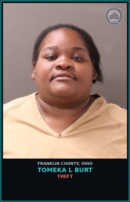 CCW arrest card for Tomeka L Burt in Franklin County: THEFT