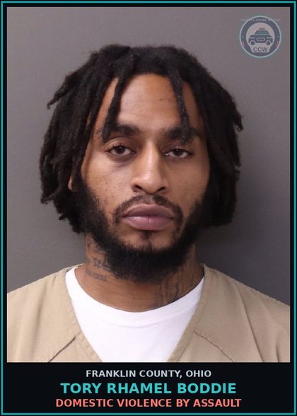 CCW arrest card for Tory Rhamel Boddie in Franklin County: DOMESTIC VIOLENCE BY ASSAULT