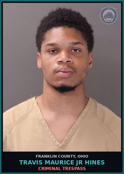 CCW arrest card for Travis Maurice Jr Hines in Franklin County: CRIMINAL TRESPASS