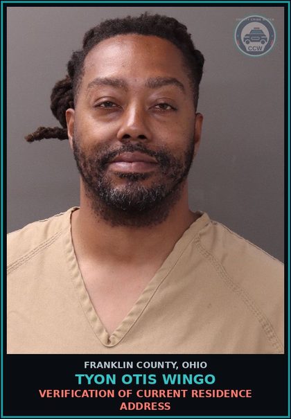 CCW arrest card for Tyon Otis Wingo in Franklin County: VERIFICATION OF CURRENT RESIDENCE ADDRESS