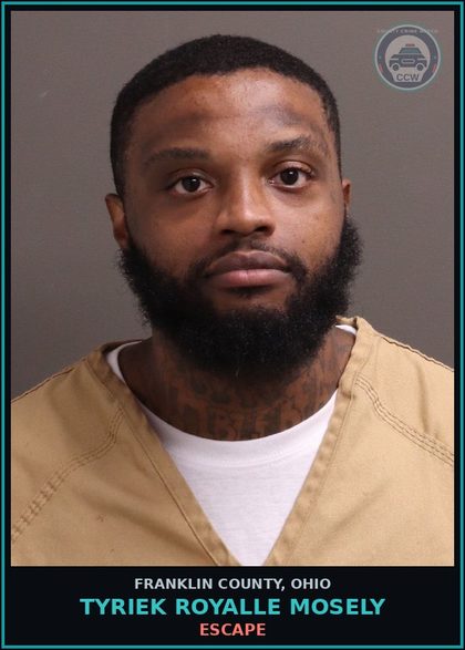 CCW arrest card for Tyriek Royalle Mosely in Franklin County: ESCAPE