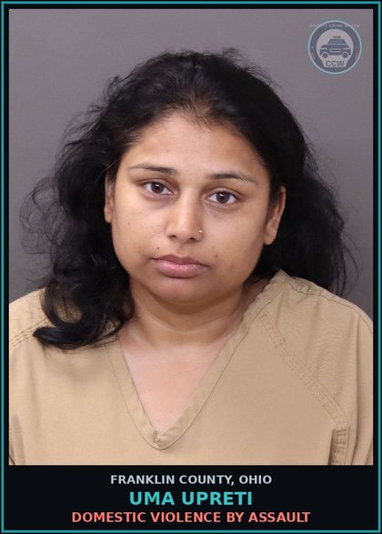 CCW arrest card for Uma Upreti in Franklin County: DOMESTIC VIOLENCE BY ASSAULT