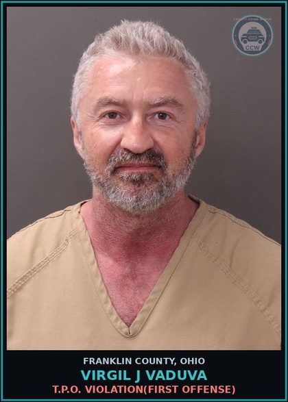 CCW arrest card for Virgil J Vaduva in Franklin County: T.P.O. VIOLATION(FIRST OFFENSE)