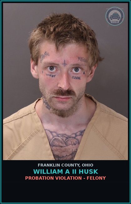 CCW arrest card for William A Ii Husk in Franklin County: PROBATION VIOLATION - FELONY