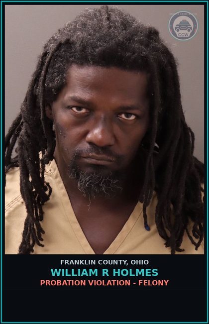 CCW arrest card for William R Holmes in Franklin County: PROBATION VIOLATION - FELONY