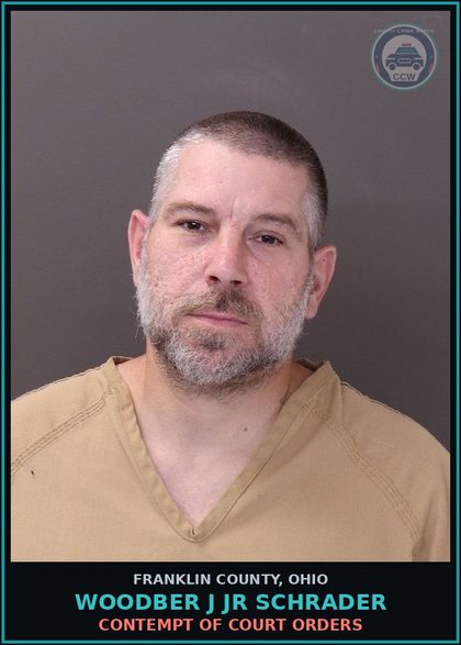CCW arrest card for Woodber J Jr Schrader in Franklin County: CONTEMPT OF COURT ORDERS