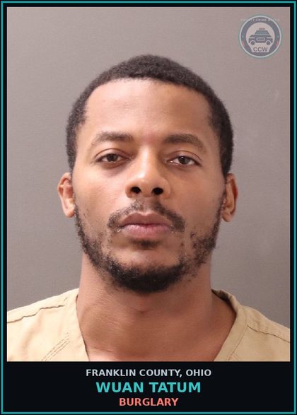 CCW arrest card for Wuan Tatum in Franklin County: OBSTRUCTION OF OFFICIAL BUSINESS