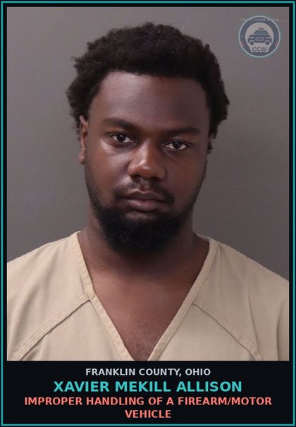 CCW arrest card for Xavier Mekill Allison in Franklin County: IMPROPER HANDLING OF A FIREARM/MOTOR VEHICLE