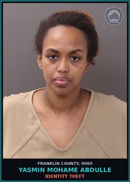 CCW arrest card for Yasmin Mohame Abdulle in Franklin County: DRIVING UNDER FINANCIAL LAW SUSP OR CANCELLATION