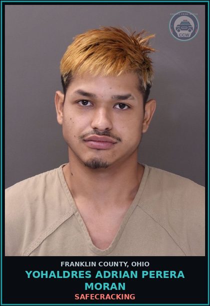 CCW arrest card for Yohaldres Adrian Perera Moran in Franklin County: SAFECRACKING