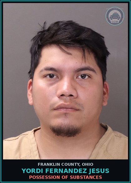 CCW arrest card for Yordi Fernandez Jesus in Franklin County: O.M.V.I. DRUGS AND/OR ALCOHOL