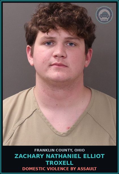 CCW arrest card for Zachary Nathaniel Elliot Troxell in Franklin County: DOMESTIC VIOLENCE BY ASSAULT