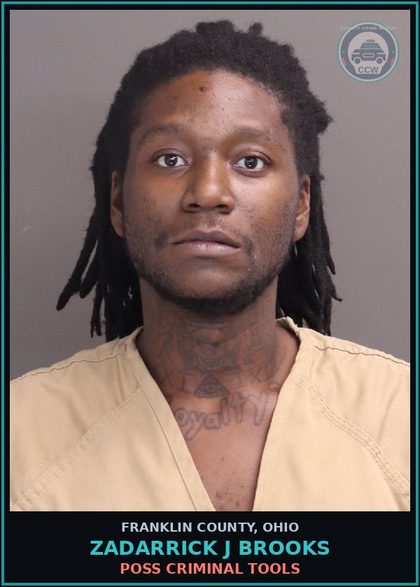 CCW arrest card for Zadarrick J Brooks in Franklin County: R.S.P. $300-$5000