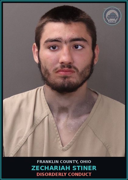 CCW arrest card for Zechariah Stiner in Franklin County: DISORDERLY CONDUCT