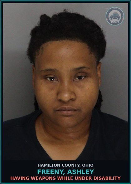 CCW arrest card for Freeny, Ashley in Hamilton County: POSSESSION OF OPEN CONTAINER