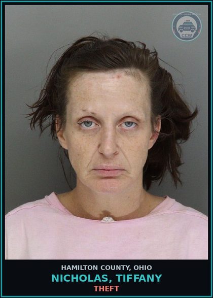 CCW arrest card for Nicholas, Tiffany in Hamilton County: THEFT