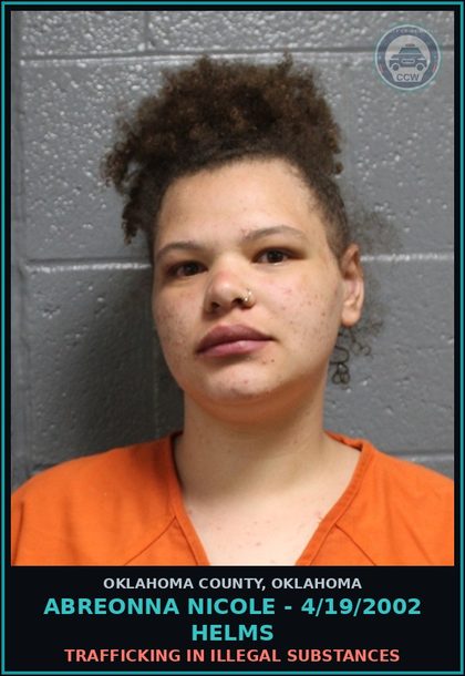 CCW arrest card for Abreonna Nicole - 4/19/2002 Helms in Oklahoma County: POSSESSION OF PARAPHERNALIA