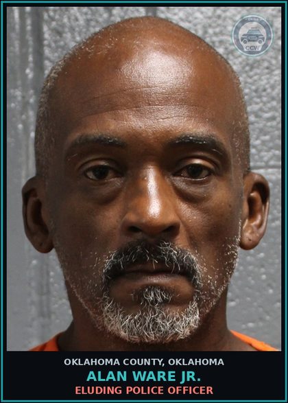 CCW arrest card for Alan Ware Jr. in Oklahoma County: ELUDING POLICE OFFICER
