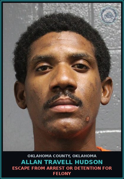 CCW arrest card for Allan Travell Hudson in Oklahoma County: GRAND LARCENY