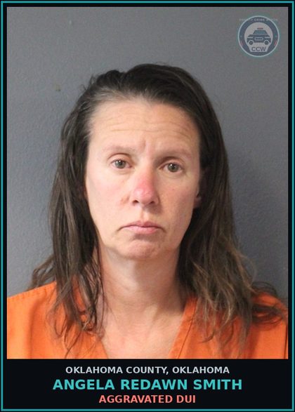 CCW arrest card for Angela Redawn Smith in Oklahoma County: LEAVING SCENE OF ACCIDENT INVOLVING INJURY