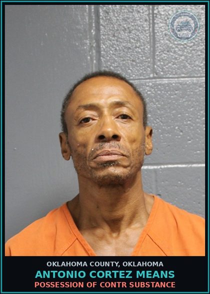 CCW arrest card for Antonio Cortez Means in Oklahoma County: FAILURE TO USE chld RESTRAINT SYSTEM UNDER 8
