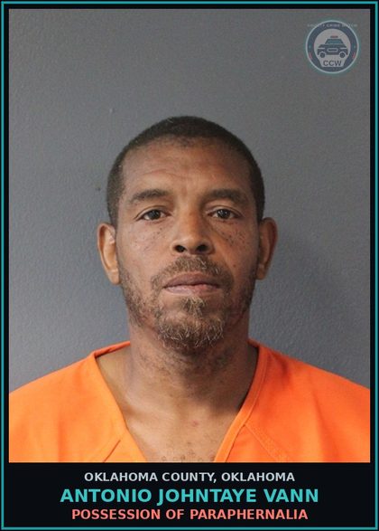 CCW arrest card for Antonio Johntaye Vann in Oklahoma County: CRUELTY TO ANIMALS