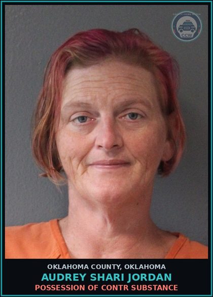 CCW arrest card for Audrey Shari Jordan in Oklahoma County: TRESPASSING AFTER BEING FORBIDDEN