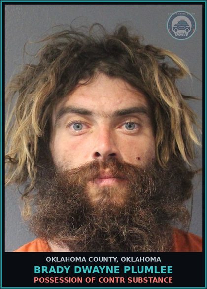 CCW arrest card for Brady Dwayne Plumlee in Oklahoma County: LARCENY