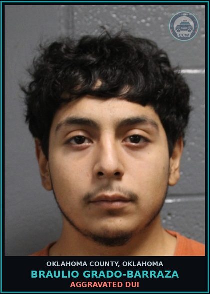 CCW arrest card for Braulio Grado-Barraza in Oklahoma County: ELUDING POLICE OFFICER